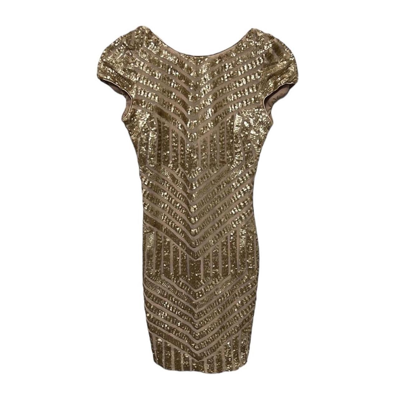 Dress the Population Tabitha Sequin Dress in Gold. Depop