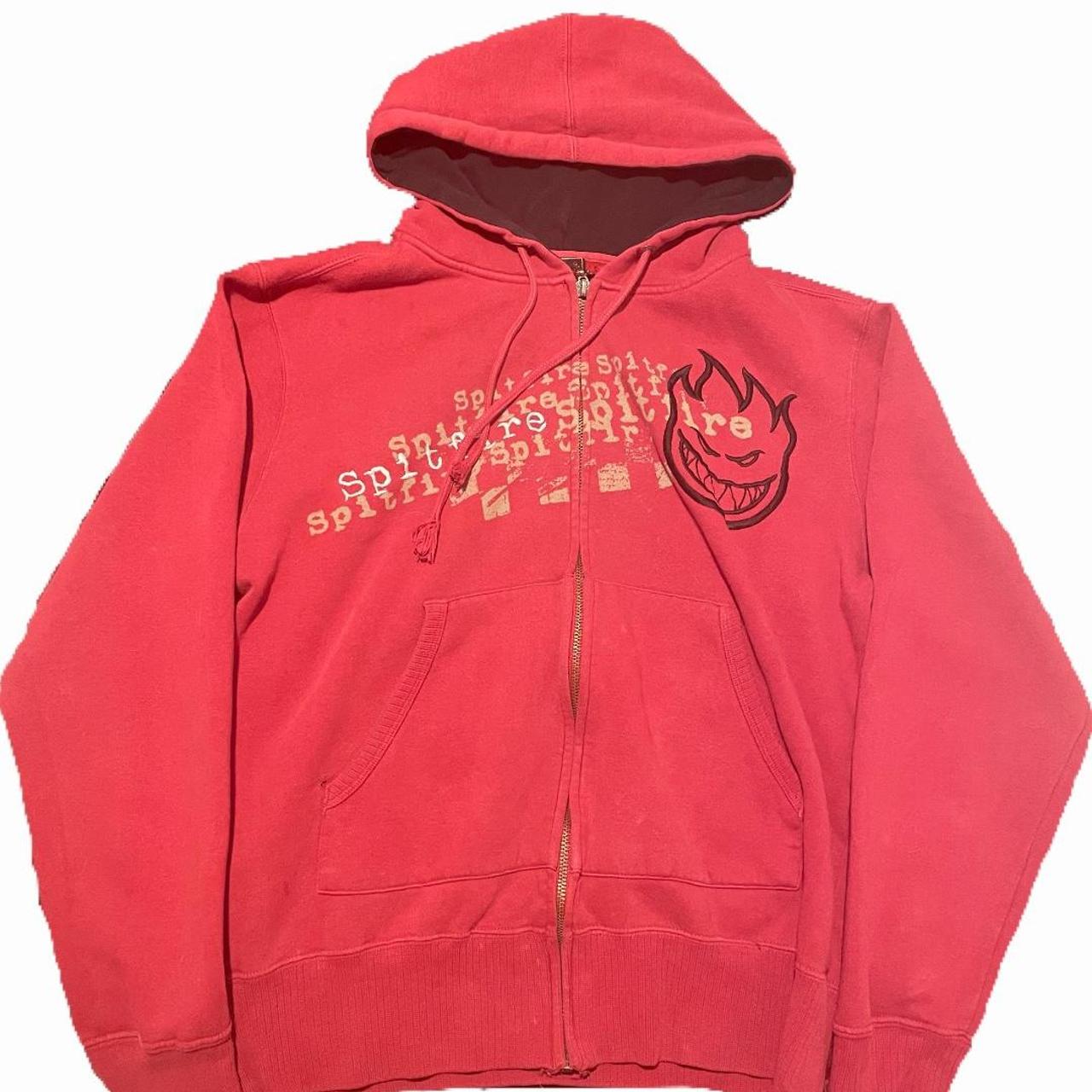 Spitfire Men's Red and White Hoodie | Depop