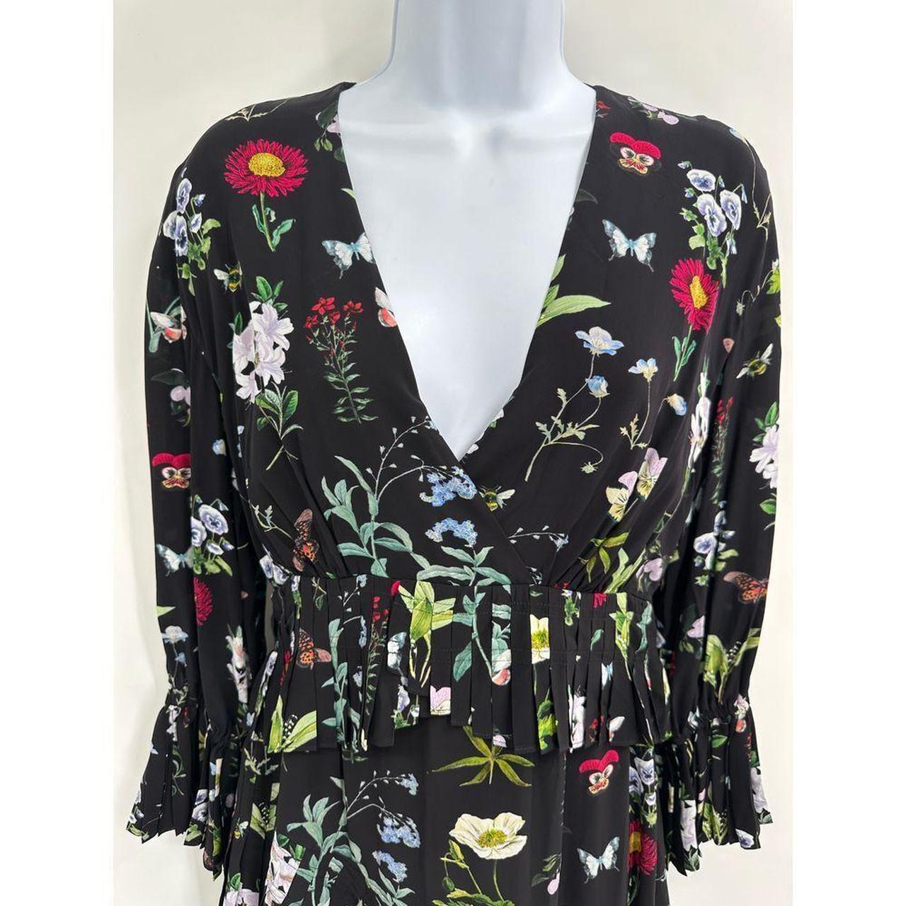 Joie Analena Black Green Floral Whimsigoth Tiered