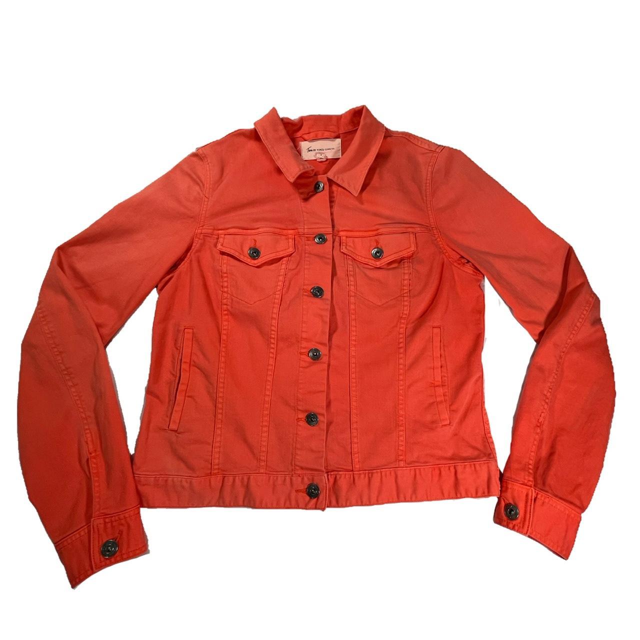 red/orange soft denim jacket by Vince Camuto from... Depop