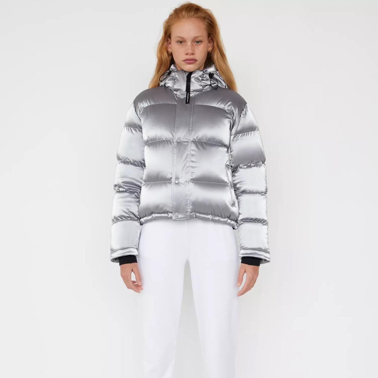 Aritzia Women's Grey and Silver Coat Depop