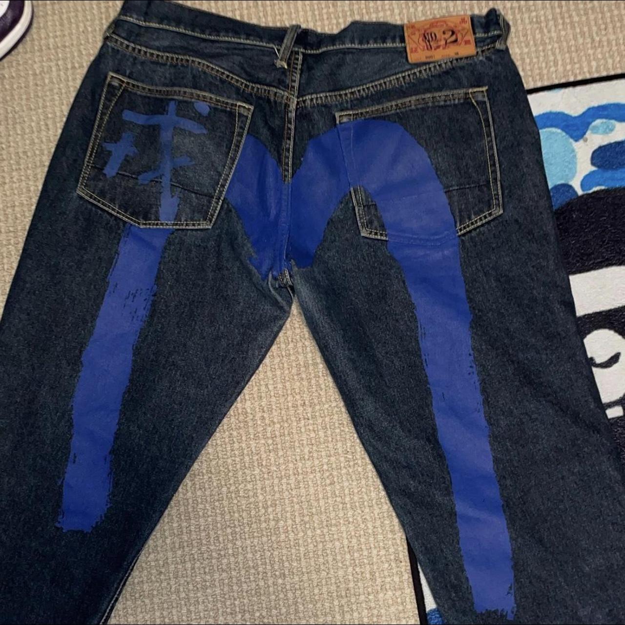 evisu blue daicocks size 38 hemmed to a 36 #evisu... - Depop