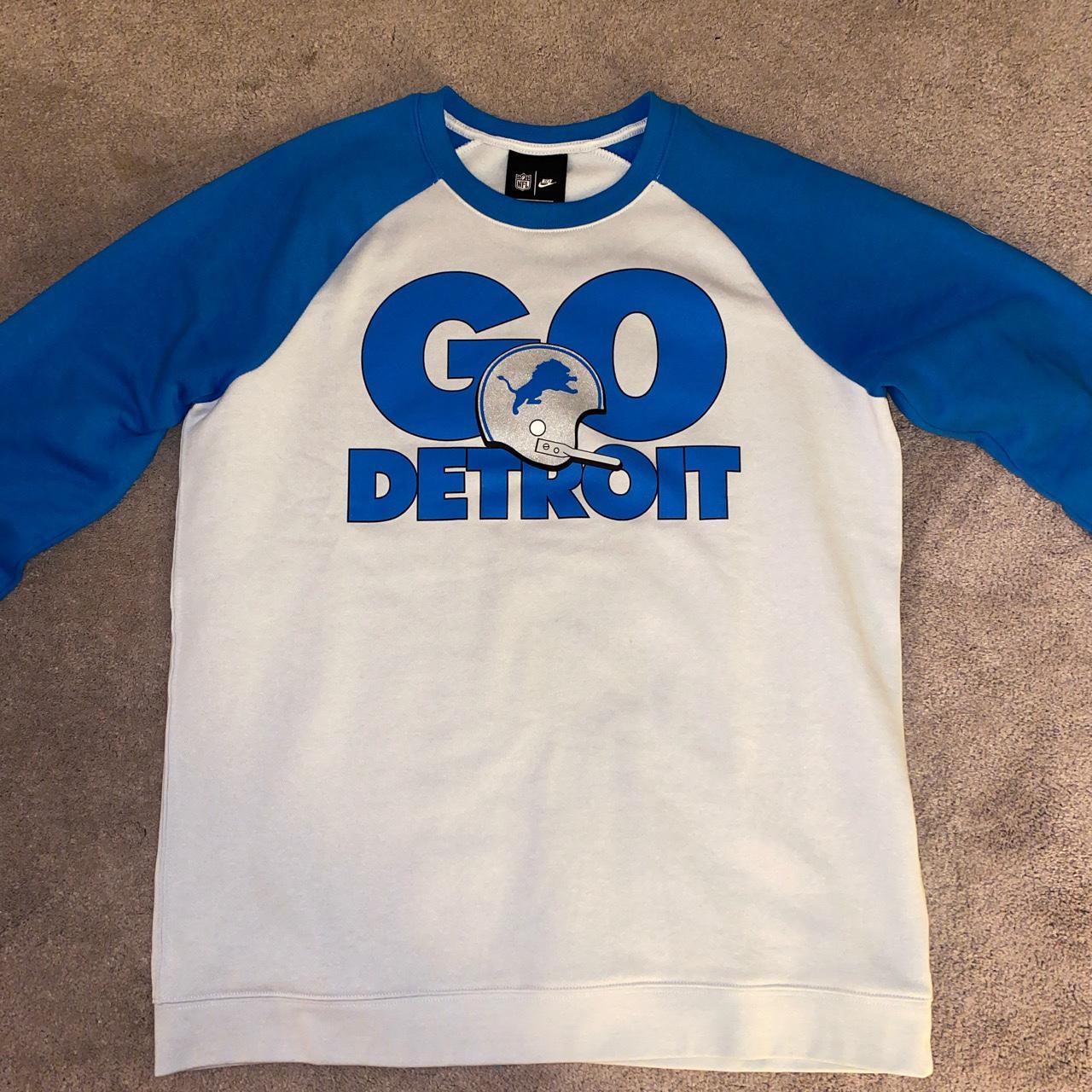 Men's Nike Gray/Blue Detroit Lions Throwback Raglan Long Sleeve T