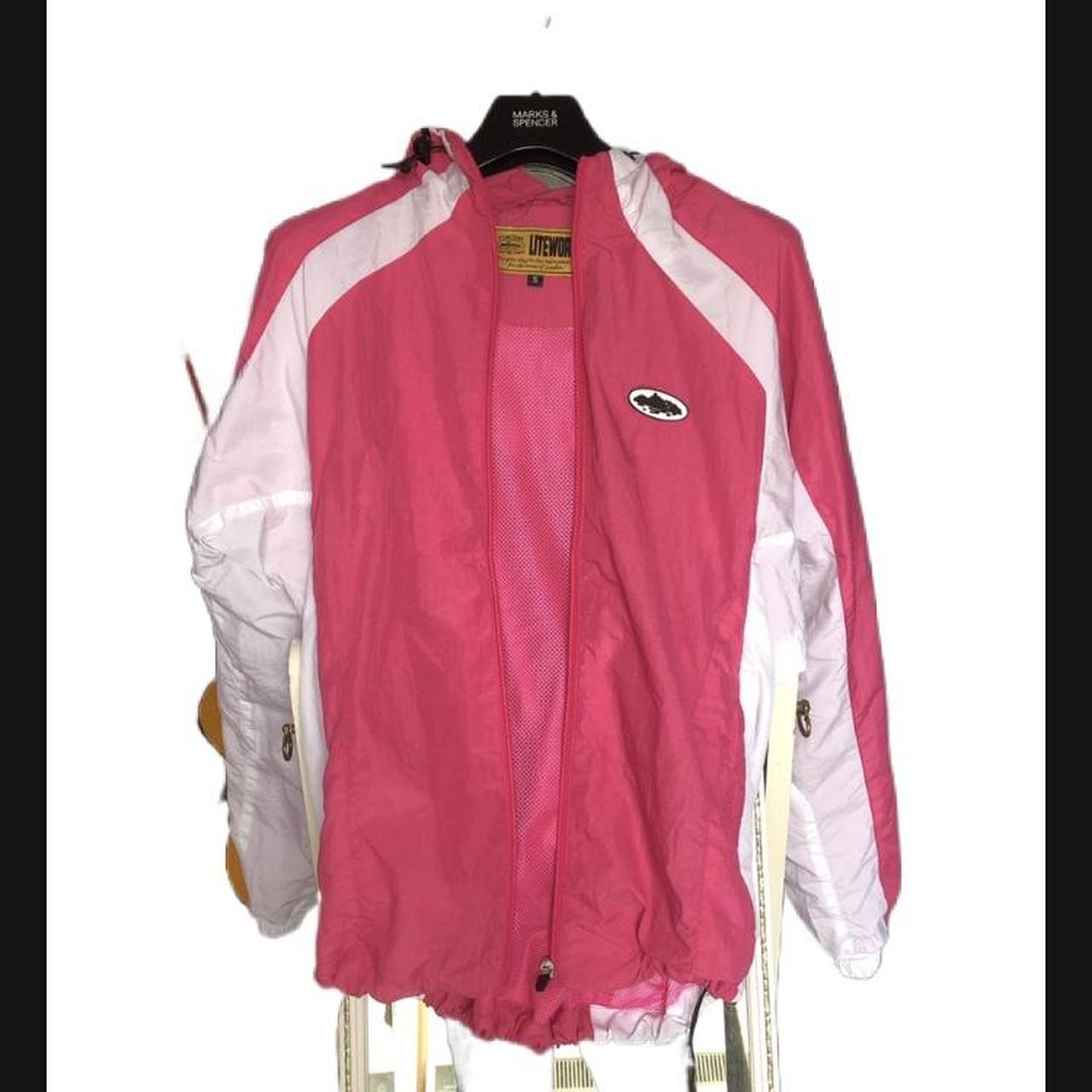 Corteiz Men's Pink and White Jacket | Depop