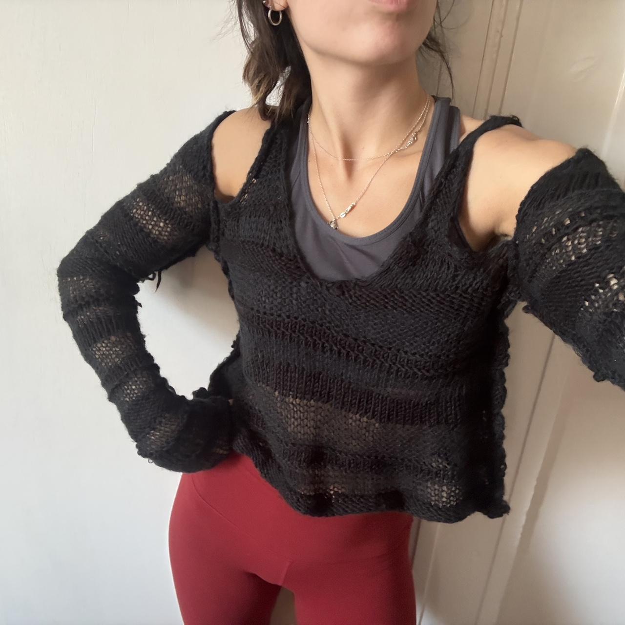 urban outfitters distressed black sweater Such a Depop