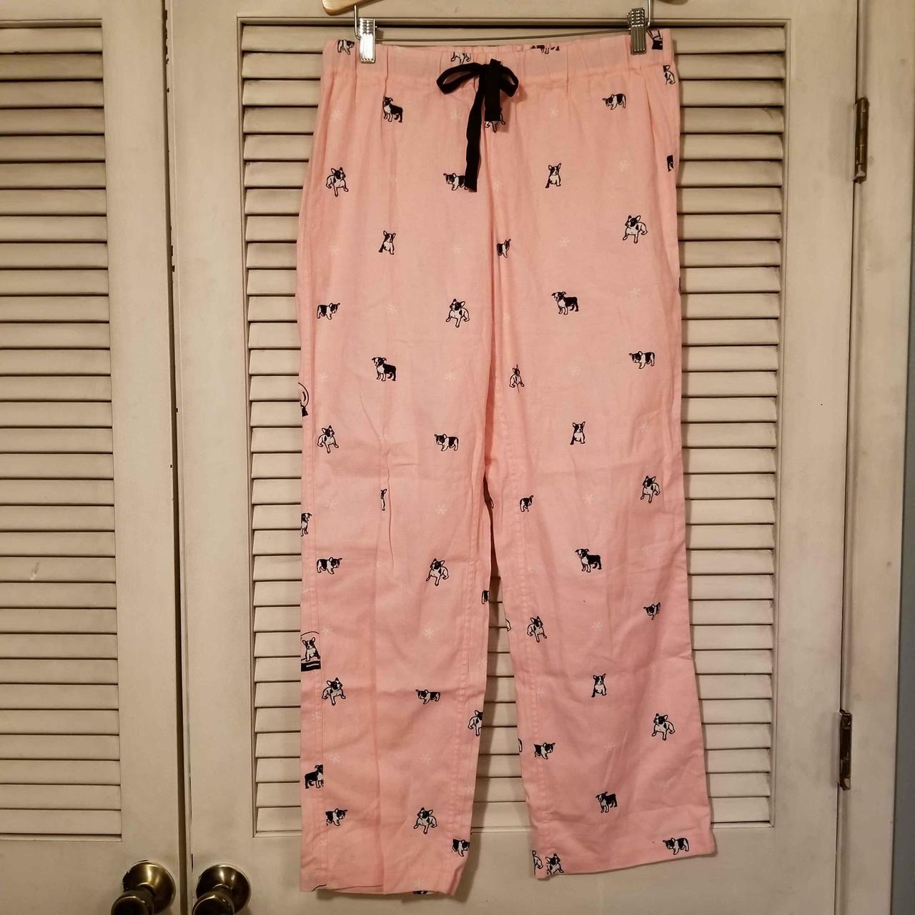 J. Crew Pink PJ Pants Frenchie Dogs Small Pink Black... Depop
