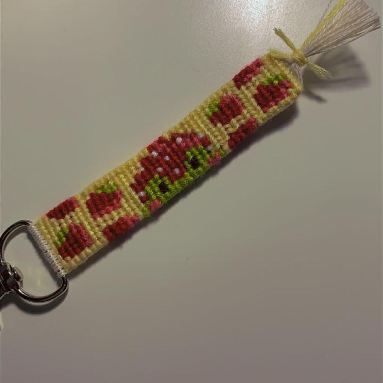 strawberry frog keychain • made with embroidery... Depop