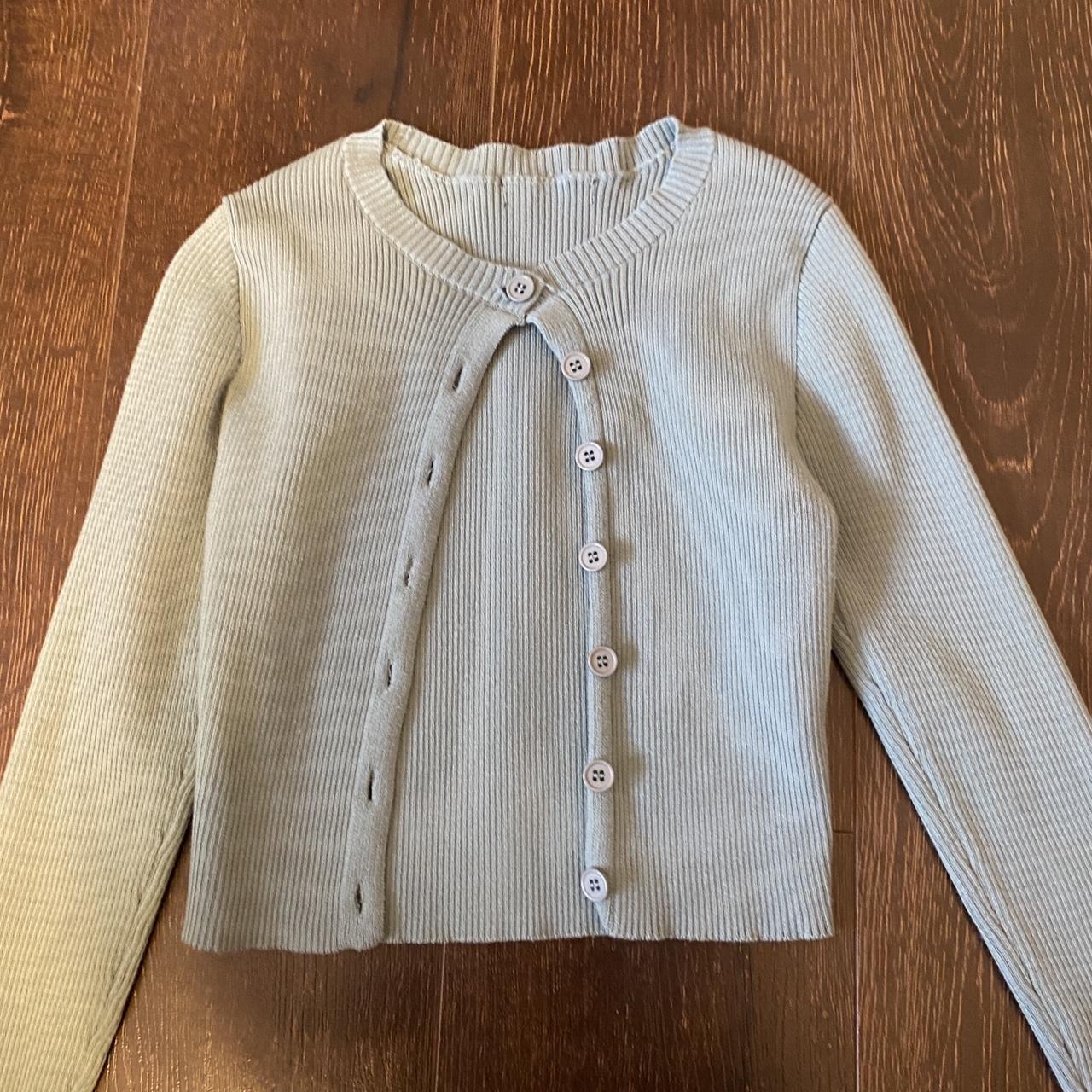 Women's Blue and White Cardigan Depop