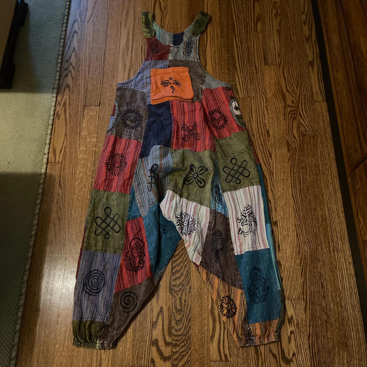 Women's Overalls - Multi - S – Patchwork Cotton O… - image 3