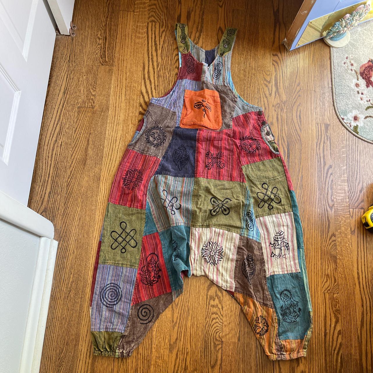 Women's Overalls - Multi - S – Patchwork Cotton O… - image 1