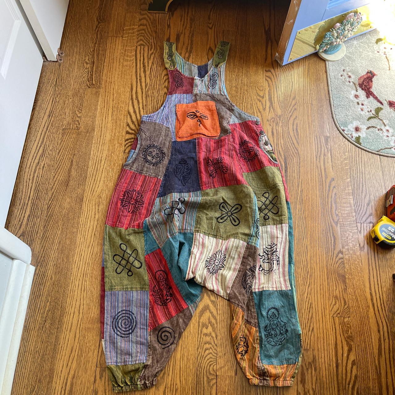 Women's Overalls - Multi - S – Patchwork Cotton O… - image 2