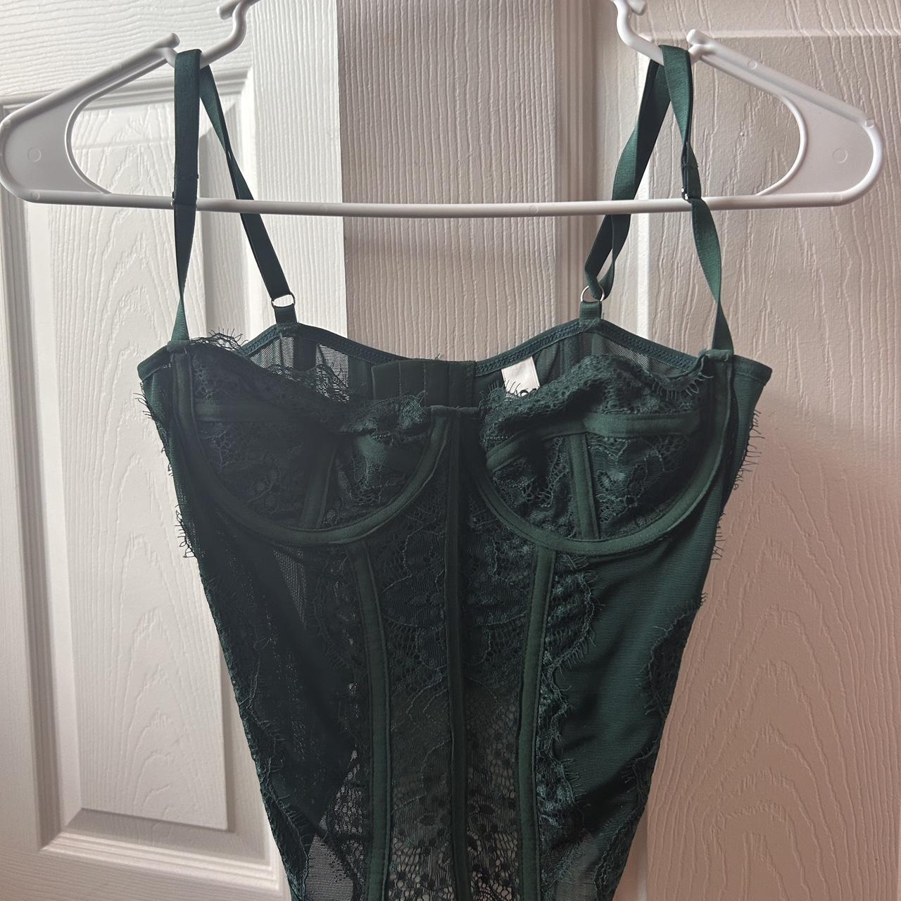 dark green, small urban corset top dupe Depop