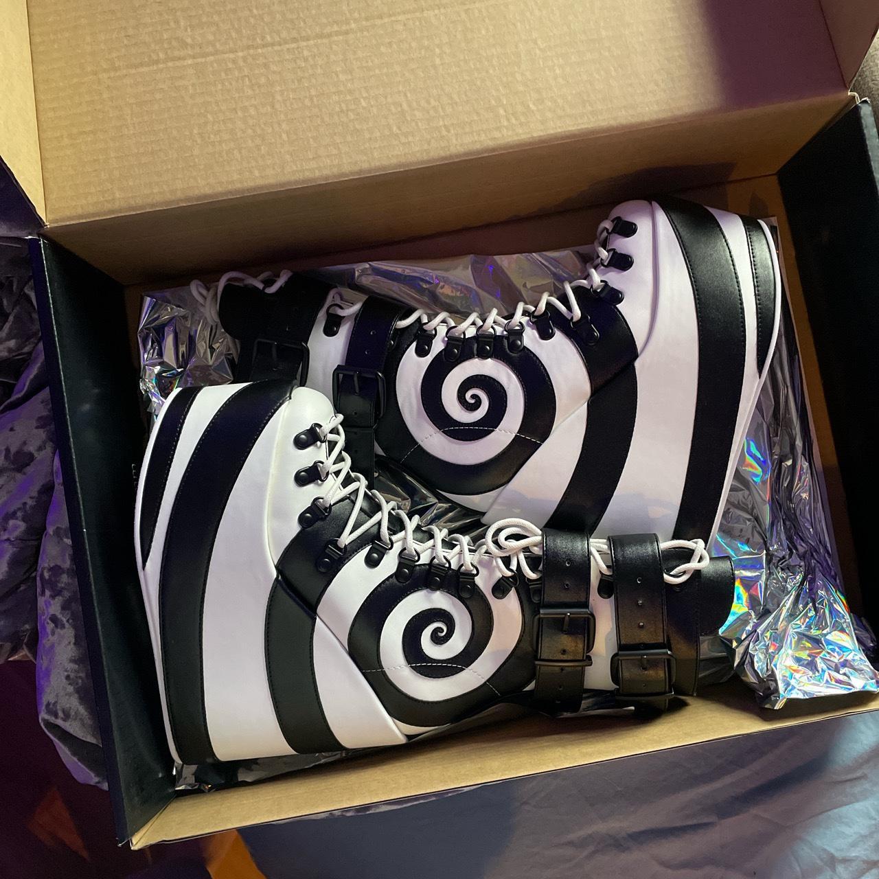 dolls kill holographic boots