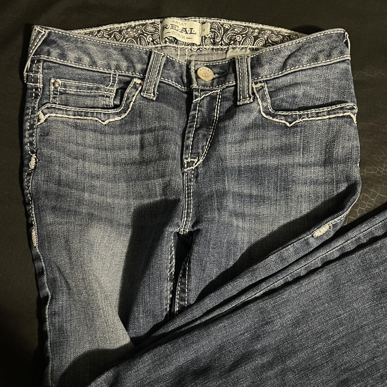 Low rise bootcut Ariat jeans. Size 16 in kids but... Depop