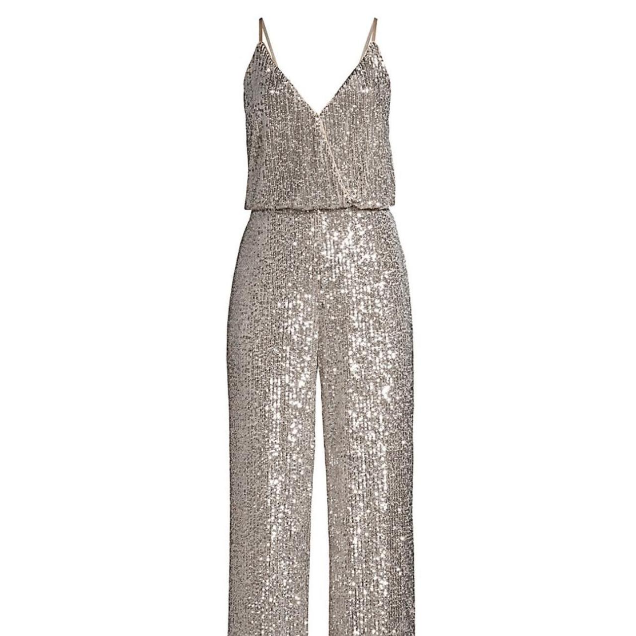 aidan mattox sequin jumpsuit