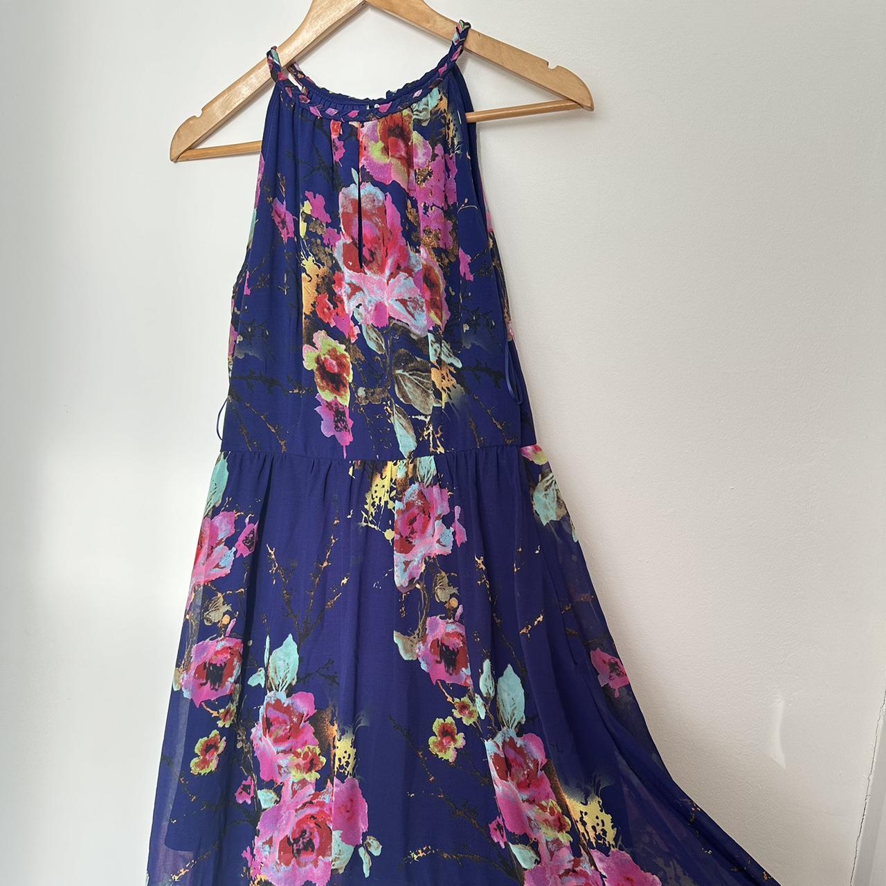 Blue Vanilla halter neck chiffon style maxi dress... - Depop