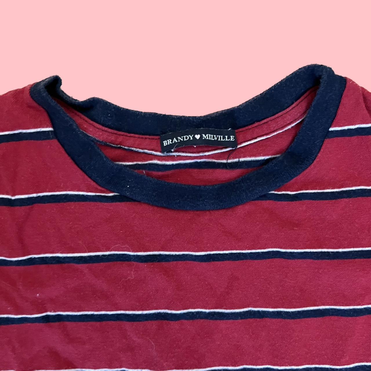 brandy melville レア　レコード　Tシャツ Brandy Melville Red Navy Striped T-shirt One Size | eBay