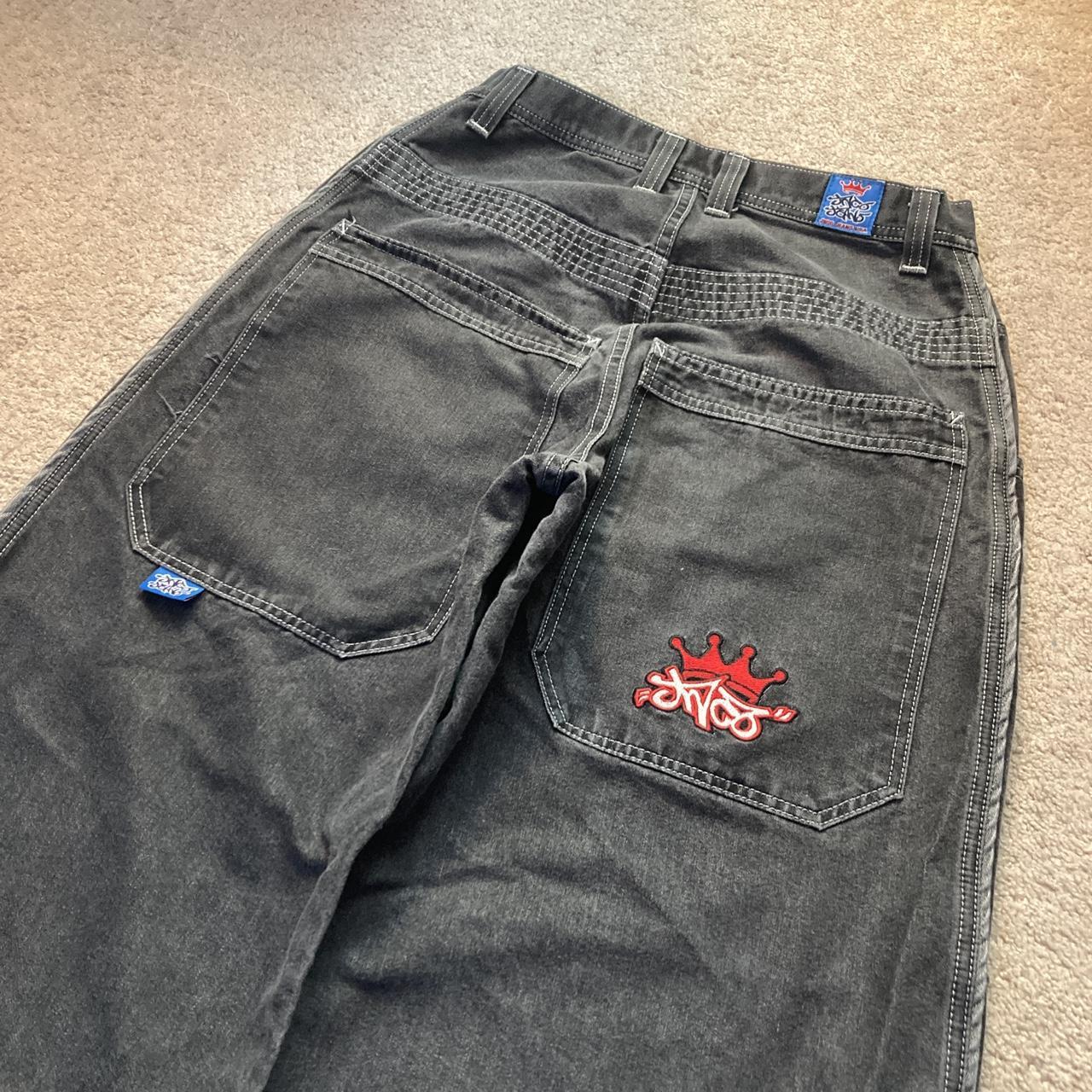 Vintage Y2K JNCO Jeans Reflective Crown Wide Leg... - Depop