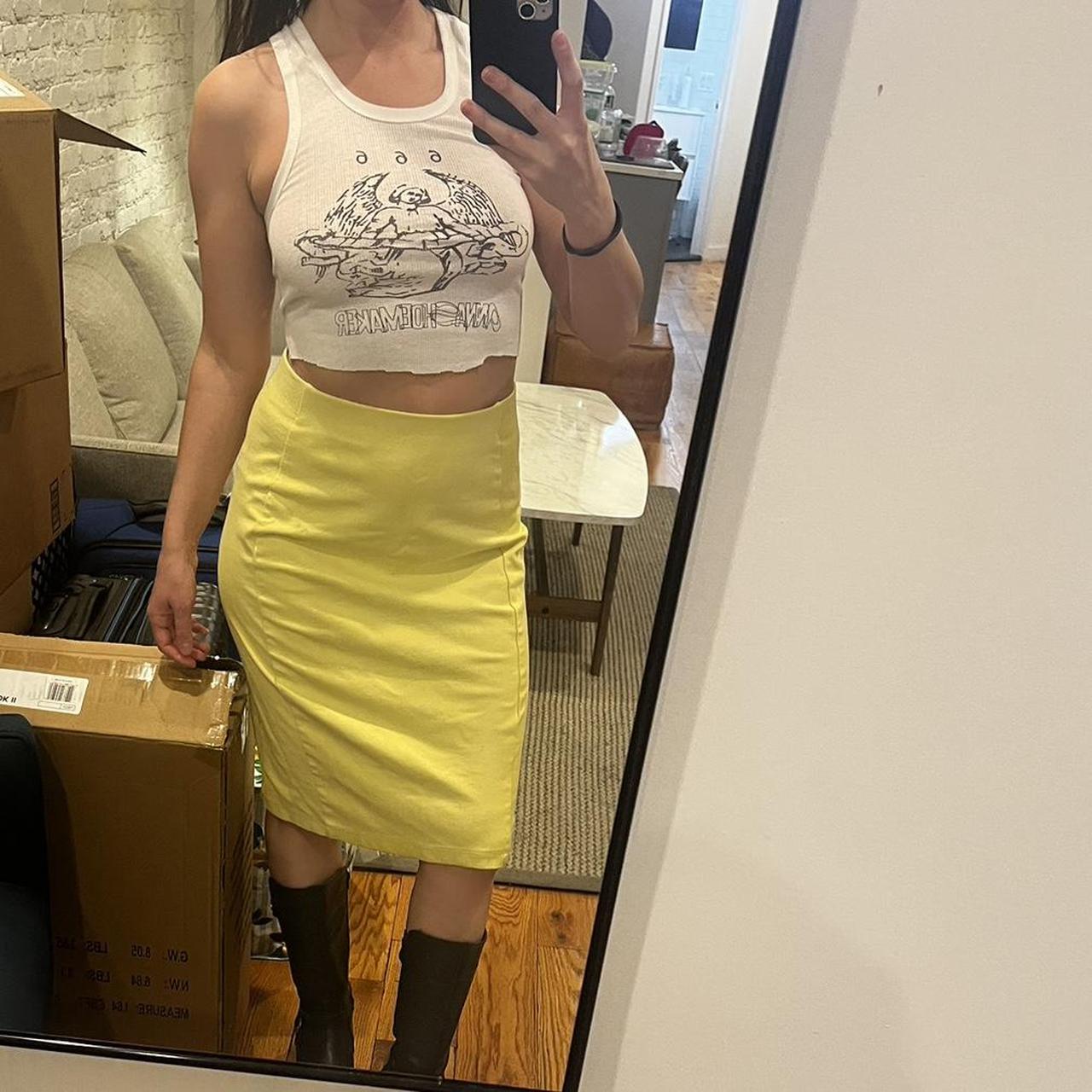 Lime green yellow retro vintage pencil skirt - Main Image