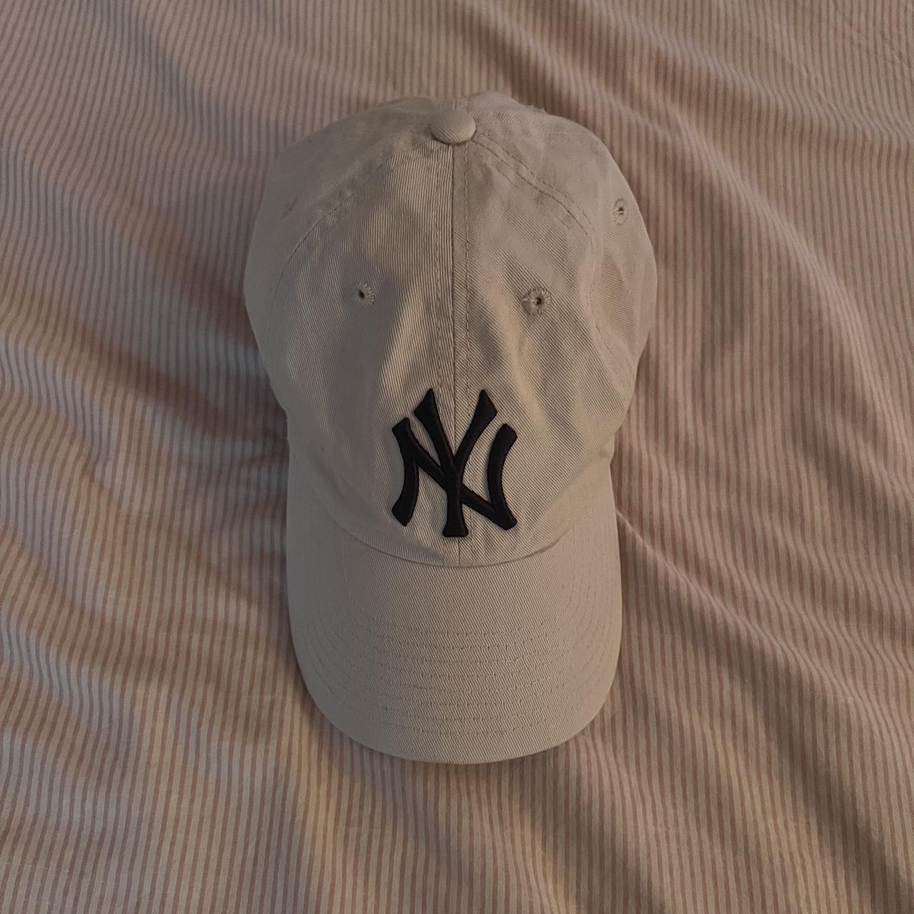 NY Yankees beige and navy baseball cap Literally... - Depop