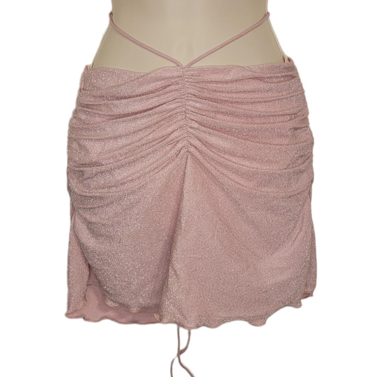 Pink Sparkly skirt Ruched details on sides, front... Depop