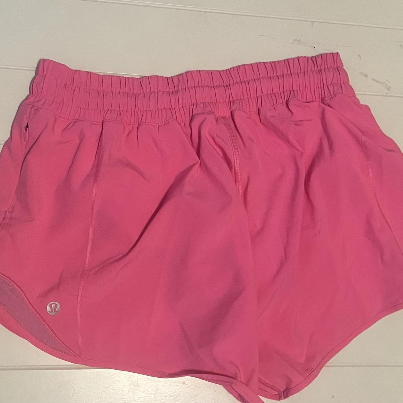 Hot pink lululemon shorts with drawstring Size 6ish - Depop