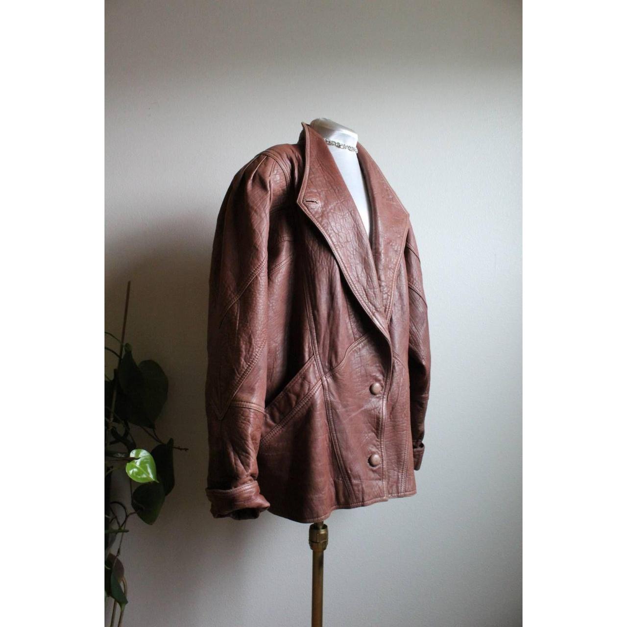 vintage grunge lether jacket brown L - アウター