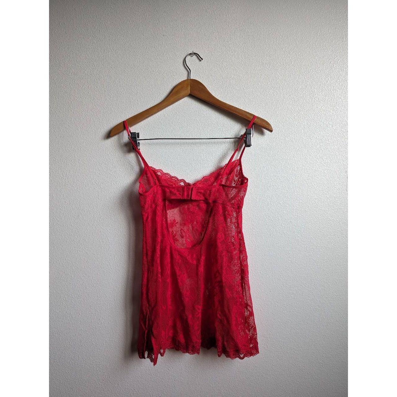 Red Victoria's Secret lace flowy lingerie top. Tbh - Depop
