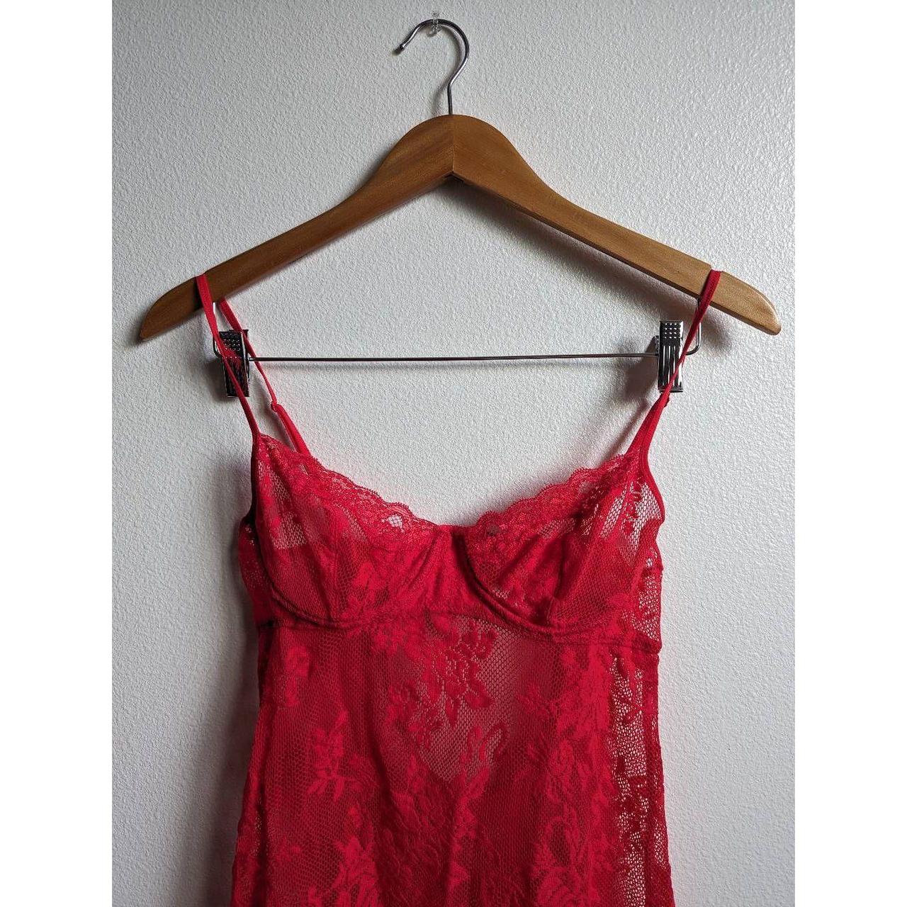 Red Victoria's Secret lace flowy lingerie top. Tbh - Depop