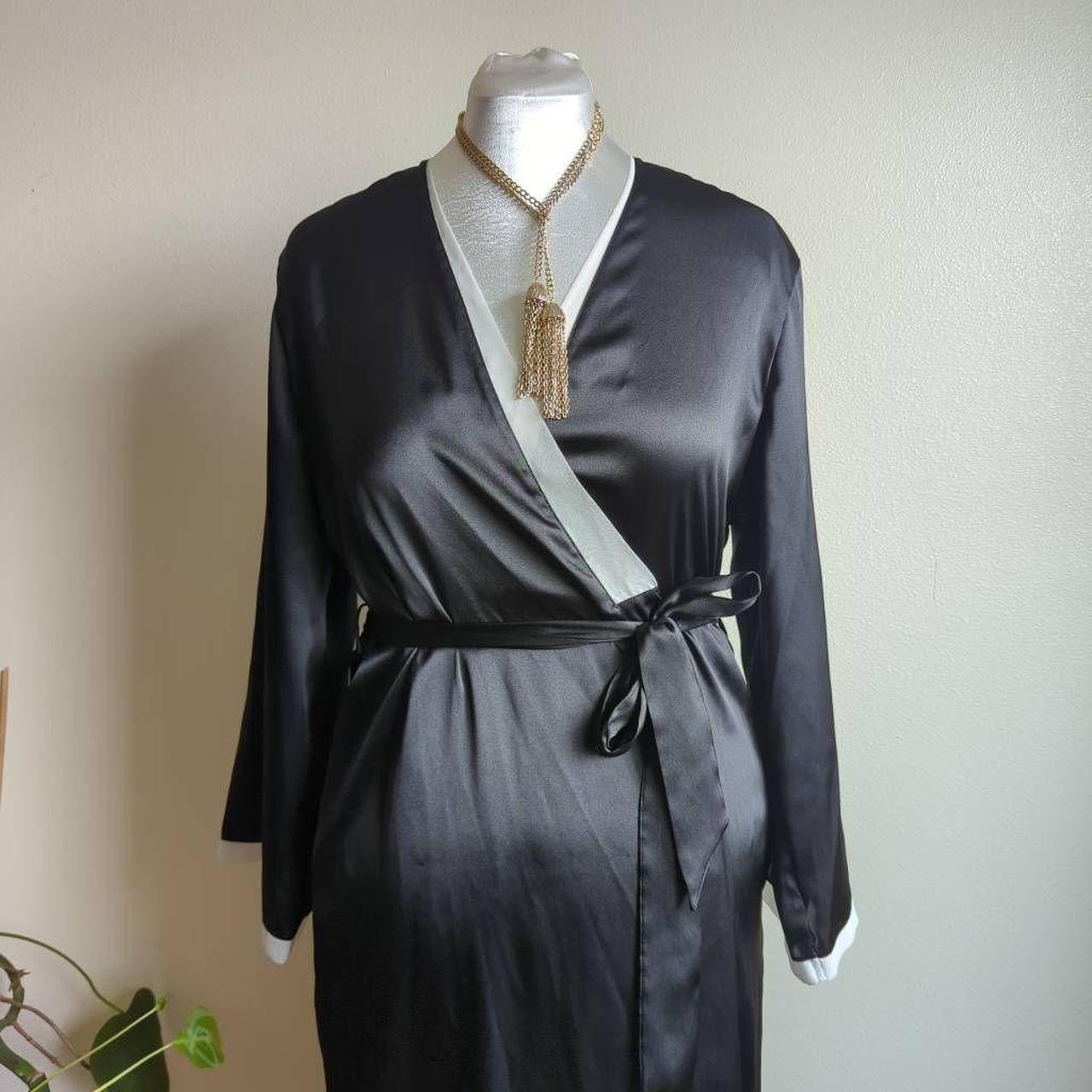 Vintage Y2K Black Satin Full Length Maxi Robe... - Depop