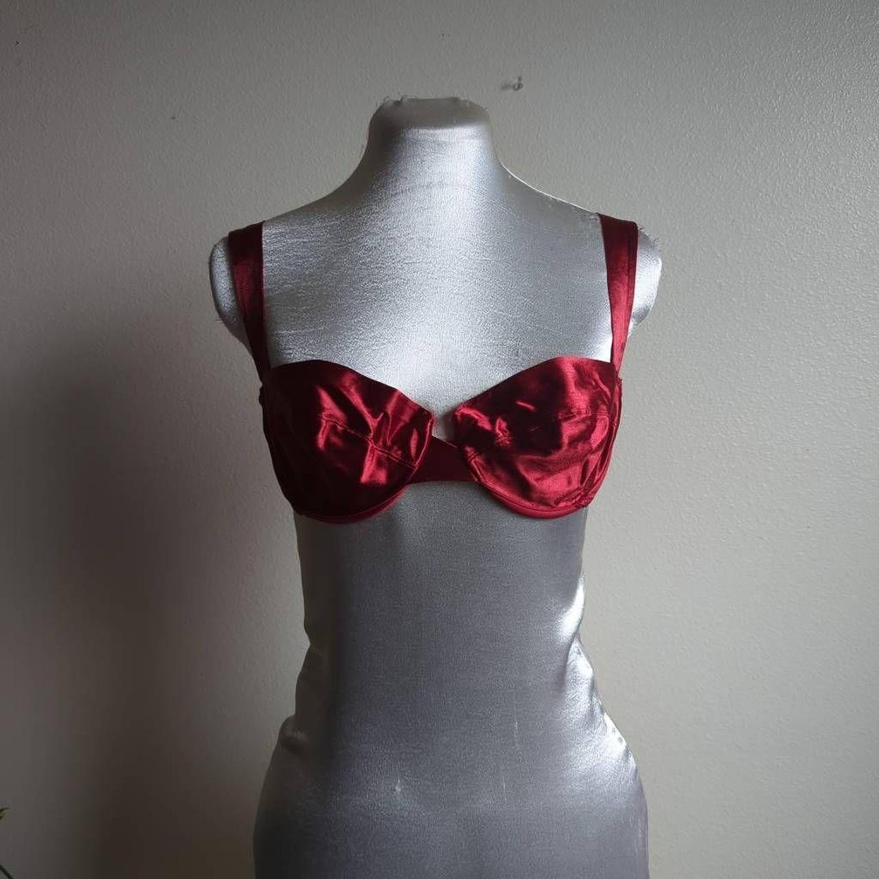 Vintage 80s Victoria Secret Red Satin Bra 36B Sexy... - Depop