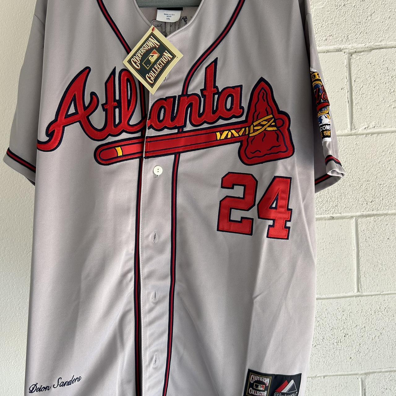 Atlanta Braves 24 Deion Sanders Baseball Jersey Depop