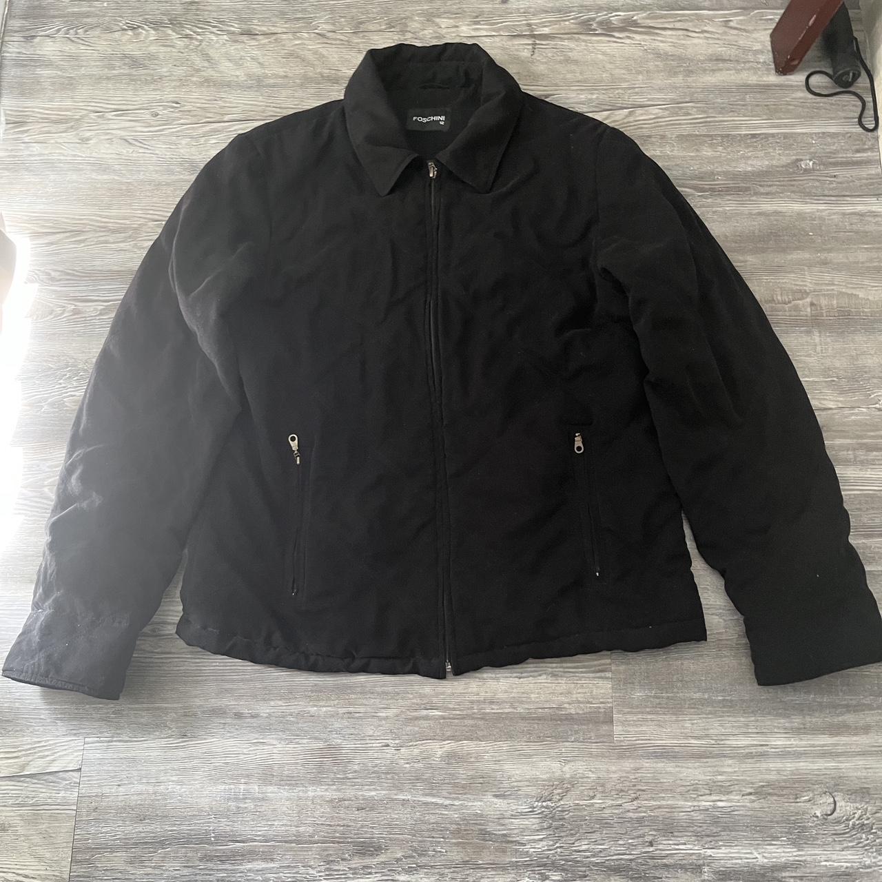 Black Zip up Blouson Coat with zip up pockets BIDS... - Depop