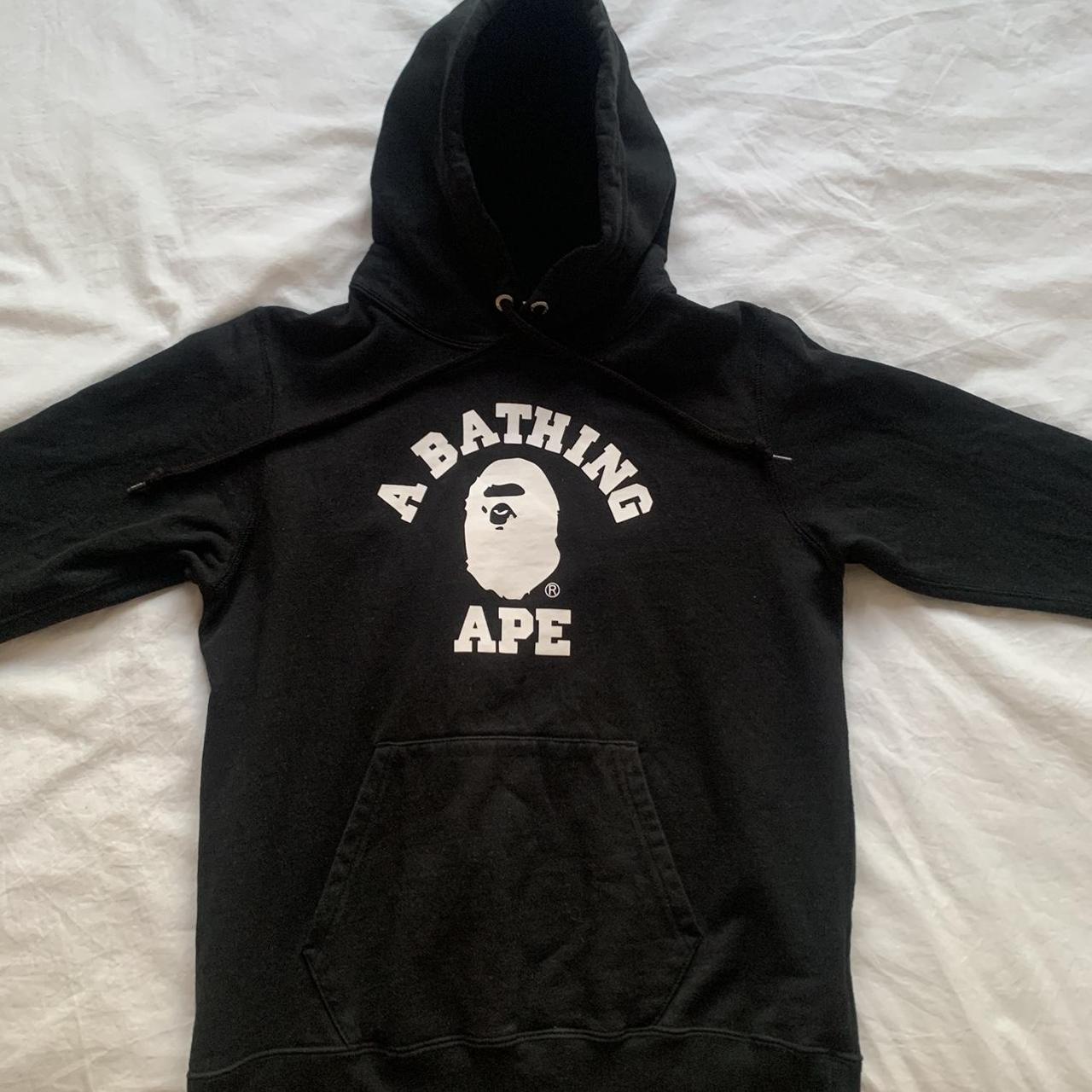 BAPE Men's Black and White Hoodie | Depop