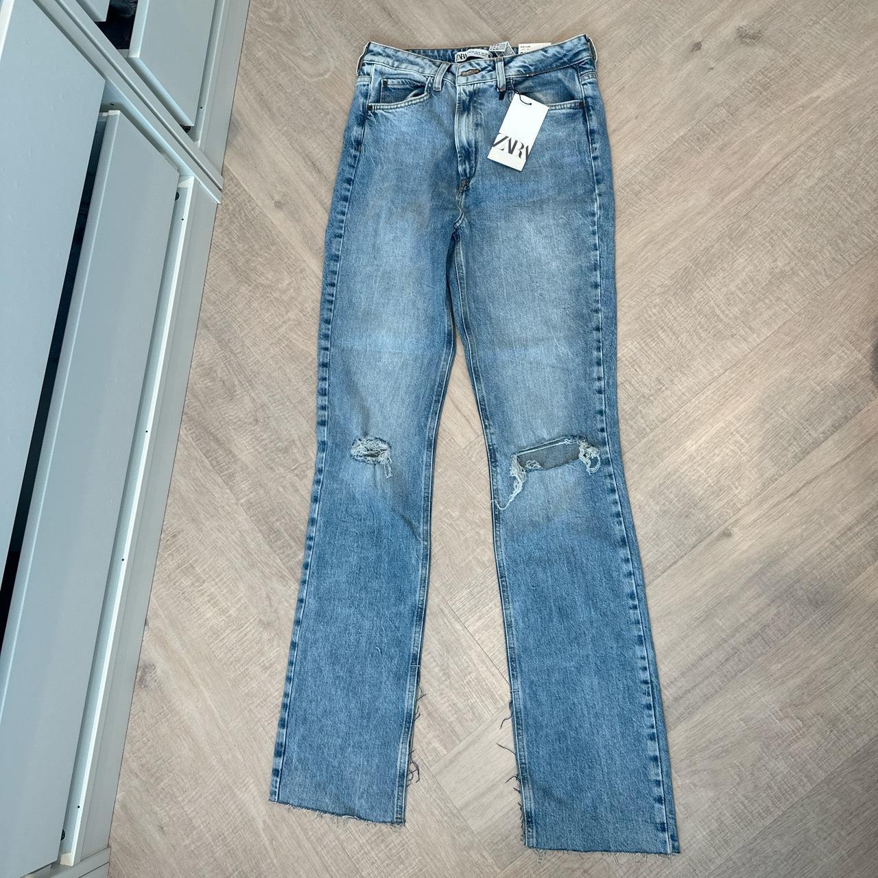 Zara slim flare ripped jeans brand new size 38 - Depop