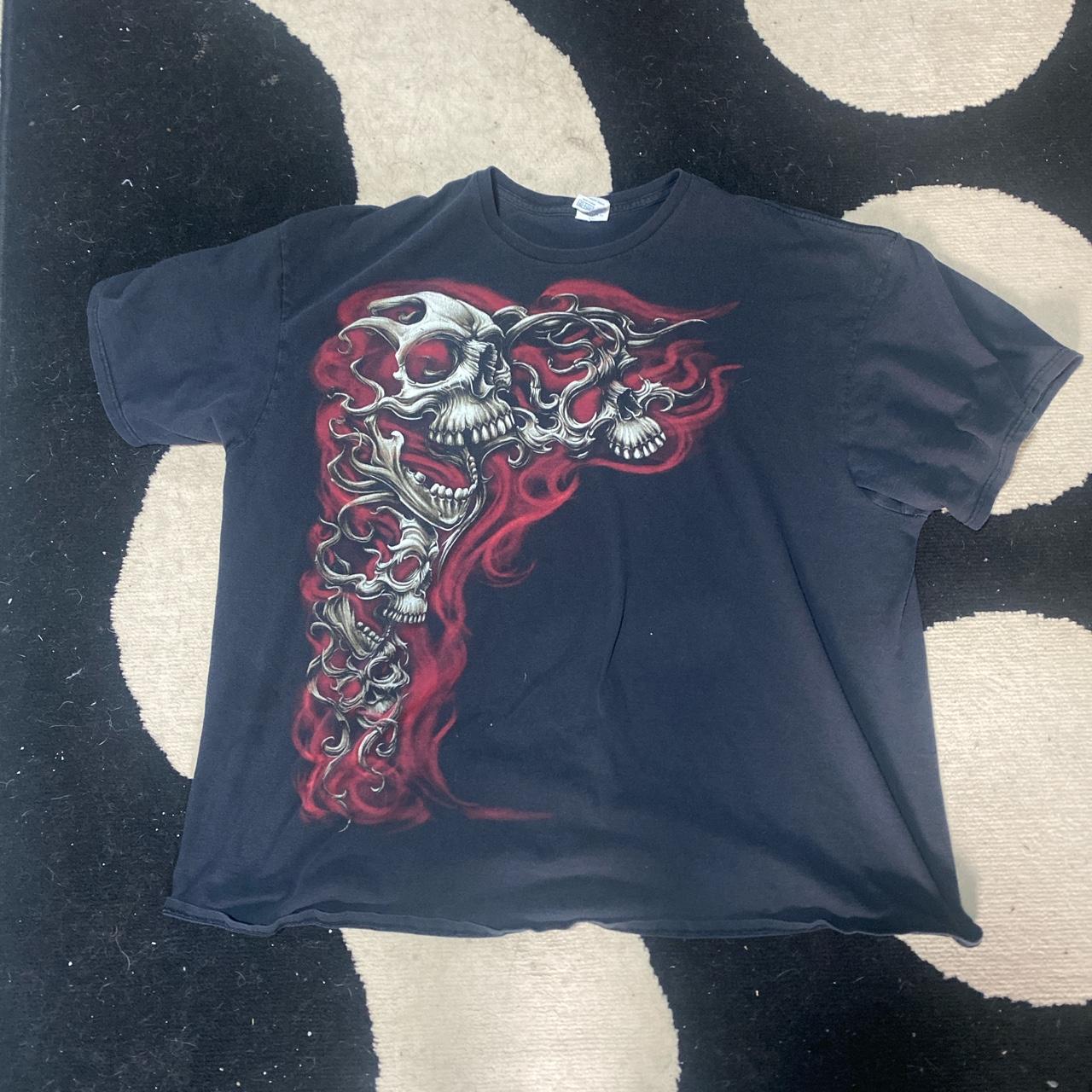 Flame and Skulls Graphic Shirt (excellent condition,... - Depop