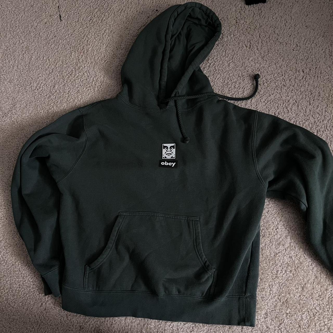 Obey woman’s hoodie Size L Dark green - Depop