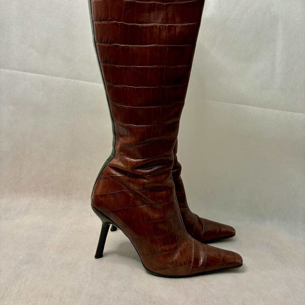 Y2K Vintage Karen Millen Brown Croc effect Depop