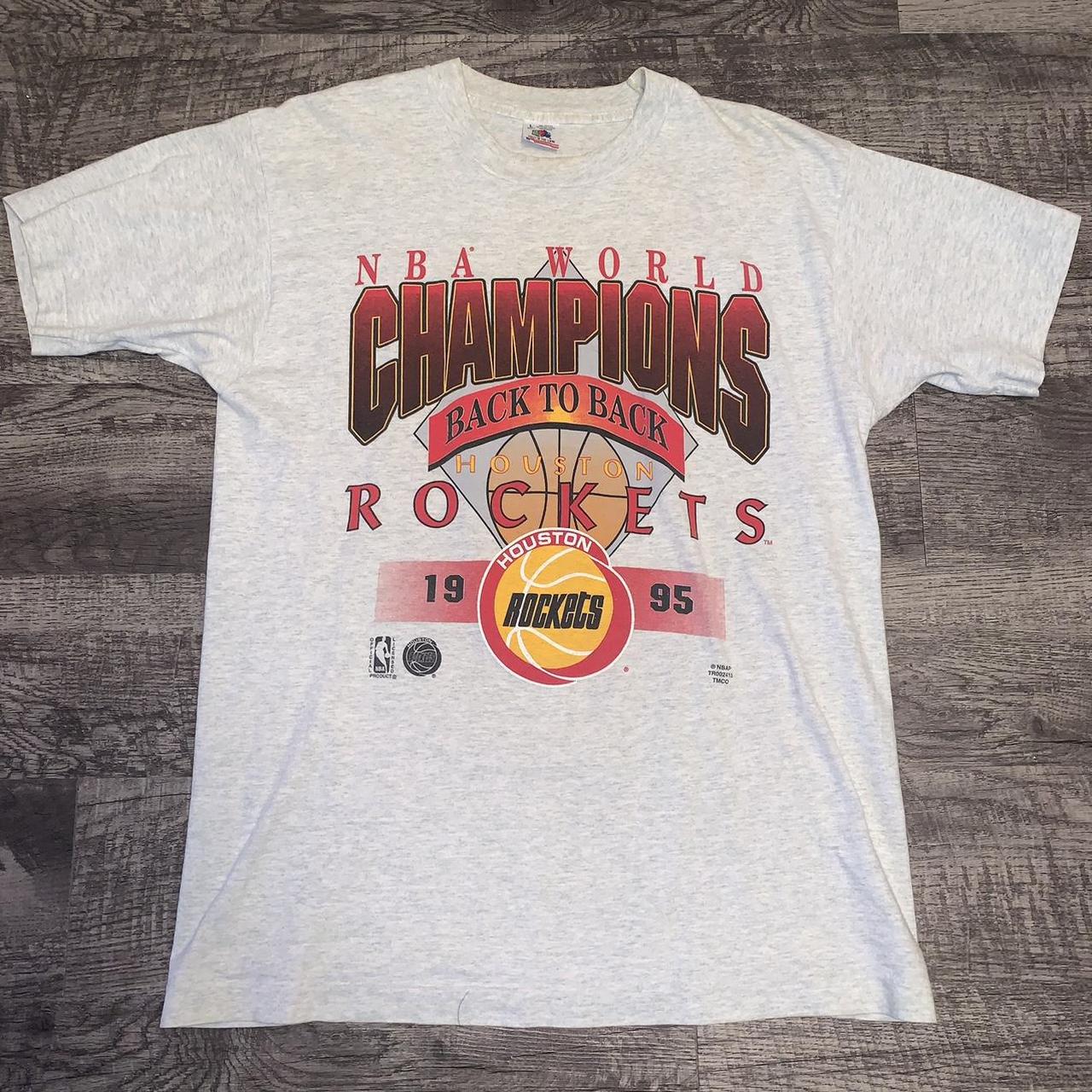 -Vintage Houston Rockets 1995 NBA champs... - Depop