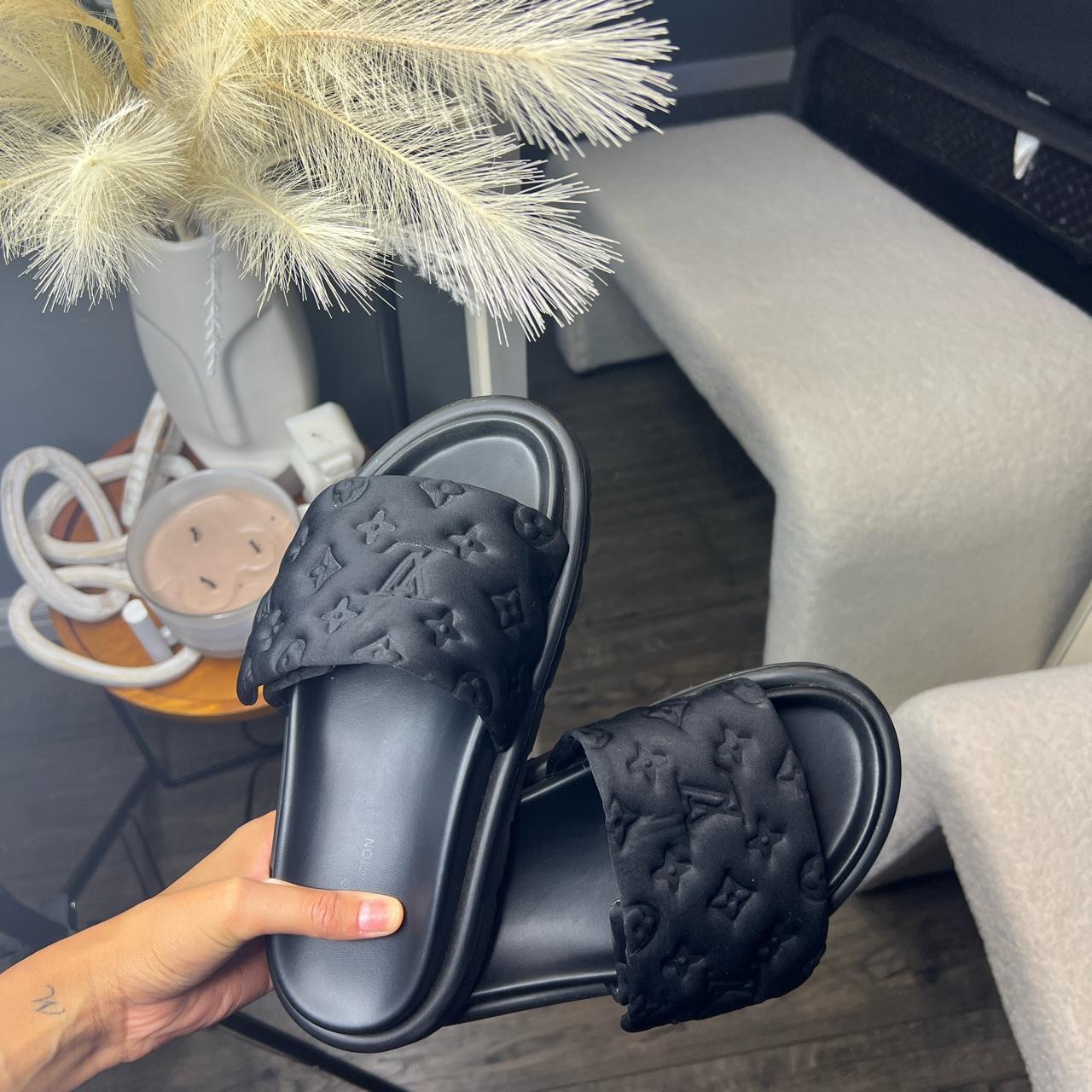 Black Louis Vuitton Slides worn twice in great... - Depop