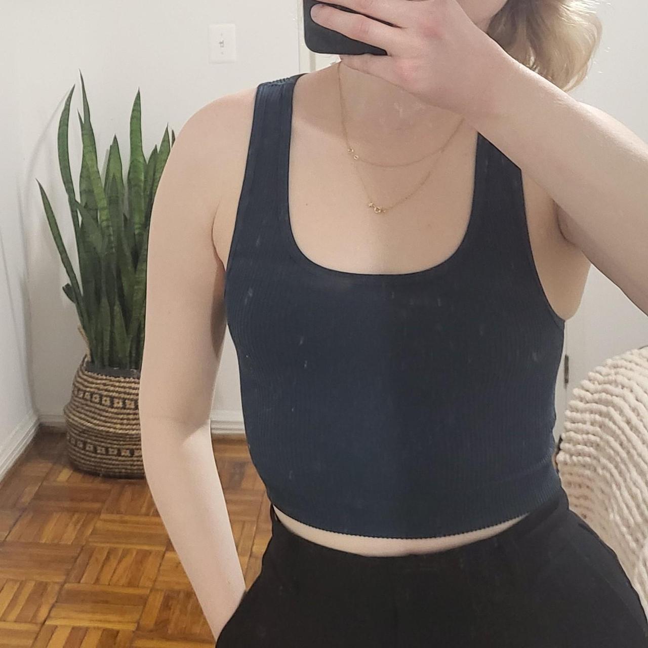 Aritzia Women's Blue and Green Croptop Depop