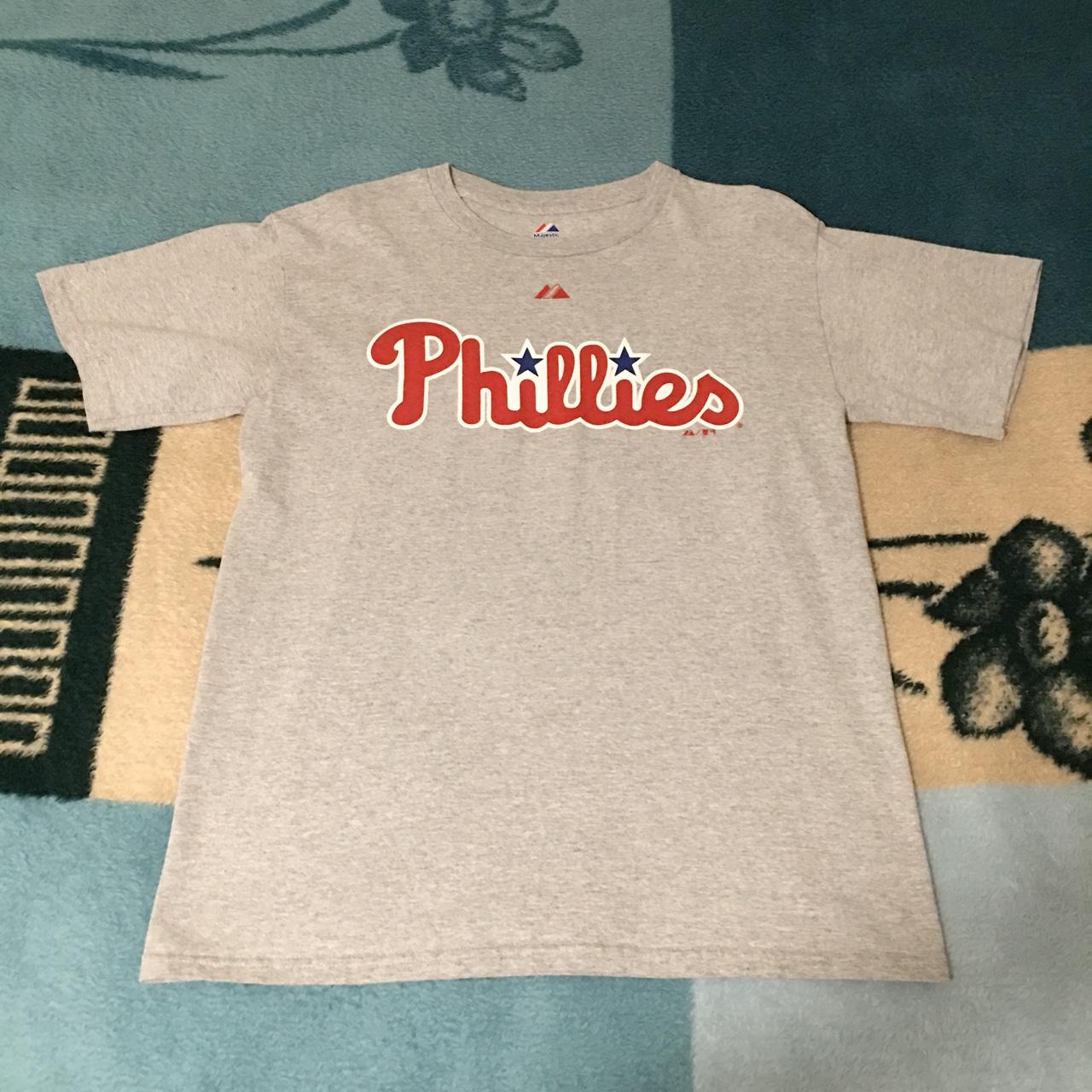 Majestic Philadelphia Phillies T Shirt Mens Medium Red