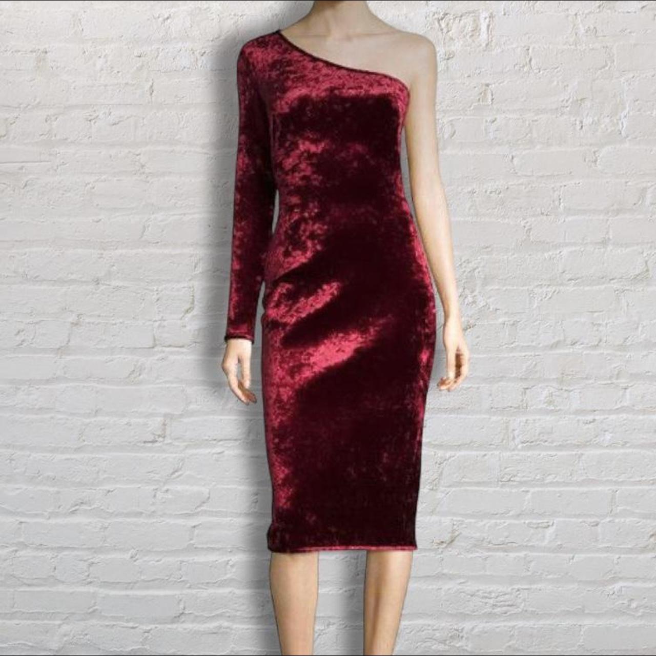 Black Halo Women's Red and Burgundy Dress | Depop