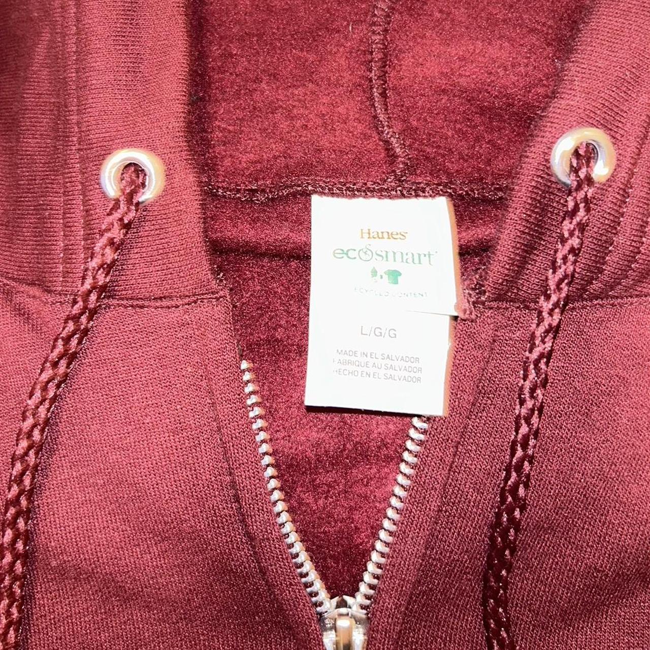 Burgundy hoodie from Hanes ecosmart Size small Front - Depop