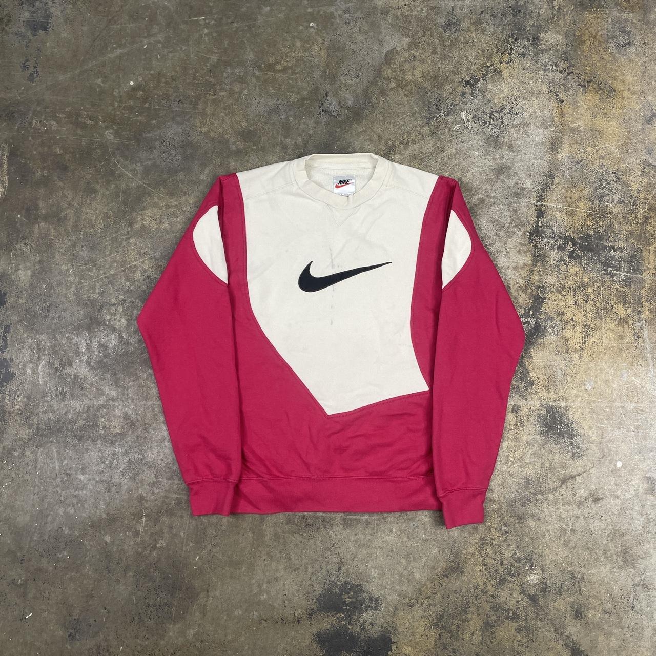Reworked Nike Centre Swoosh Vintage 90s Sweatshirt... - Depop