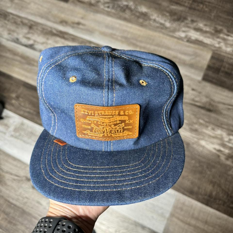 VINTAGE 70s Levi's denim hat orange tab