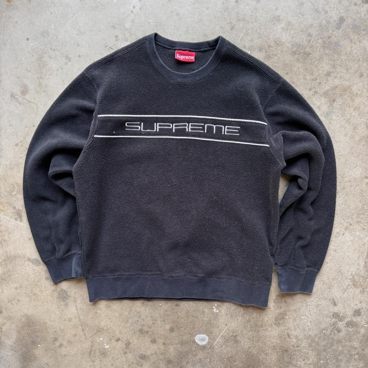 Supreme Polartec Crewneck Sweatshirt Black FW19 Mens. Depop