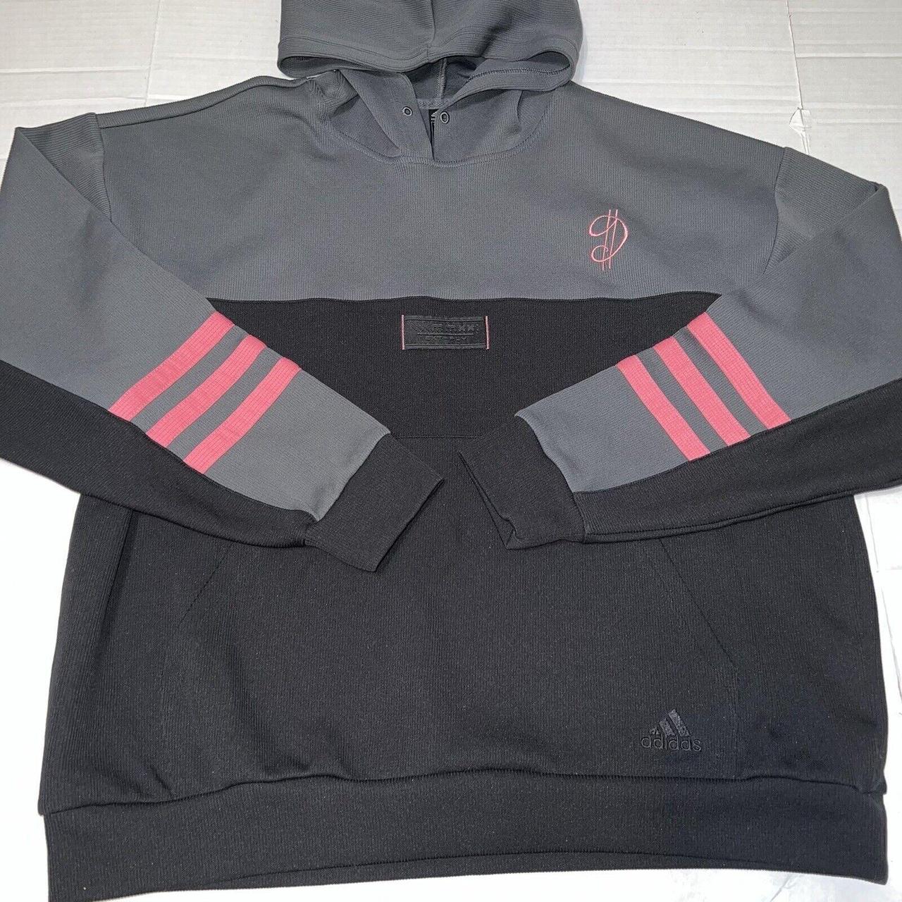 Adidas Men s Gray Pink Dame Dolla Pullover Hoodie in. Depop