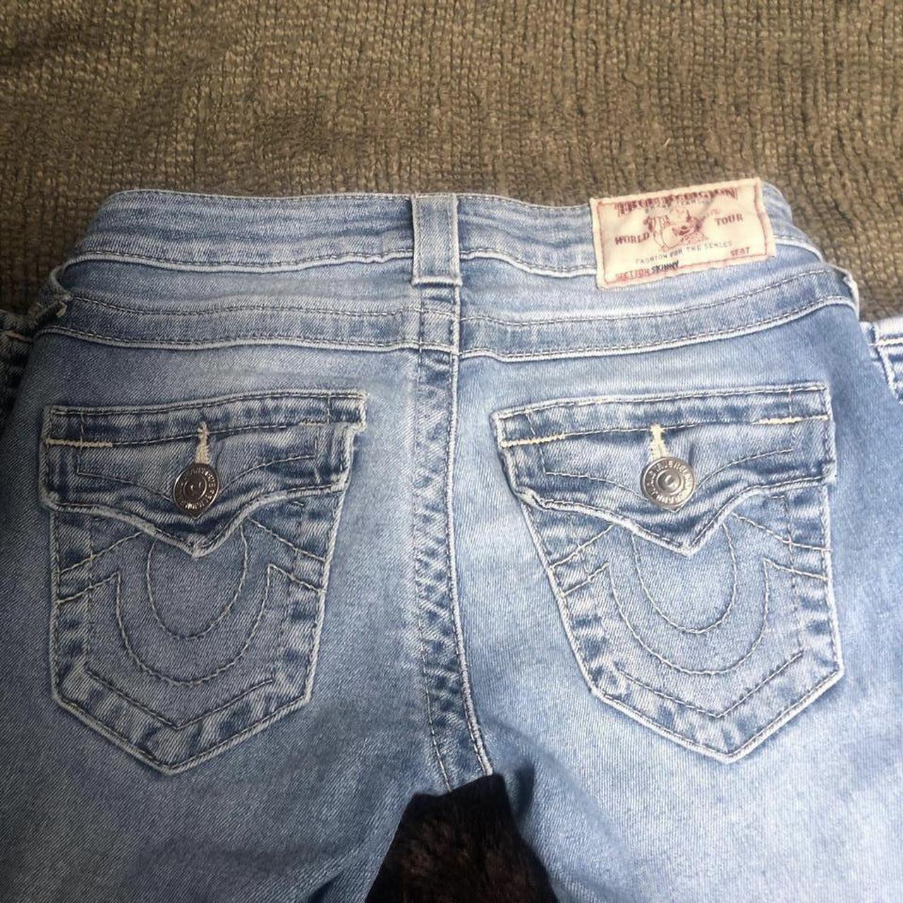 true religion light washed blue low rise skinny/slim... - Depop