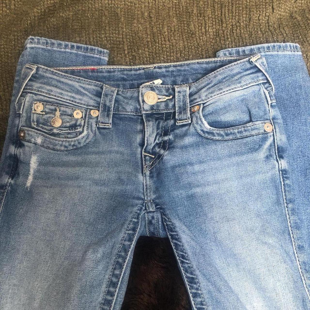 true religion light washed blue low rise skinny/slim... - Depop